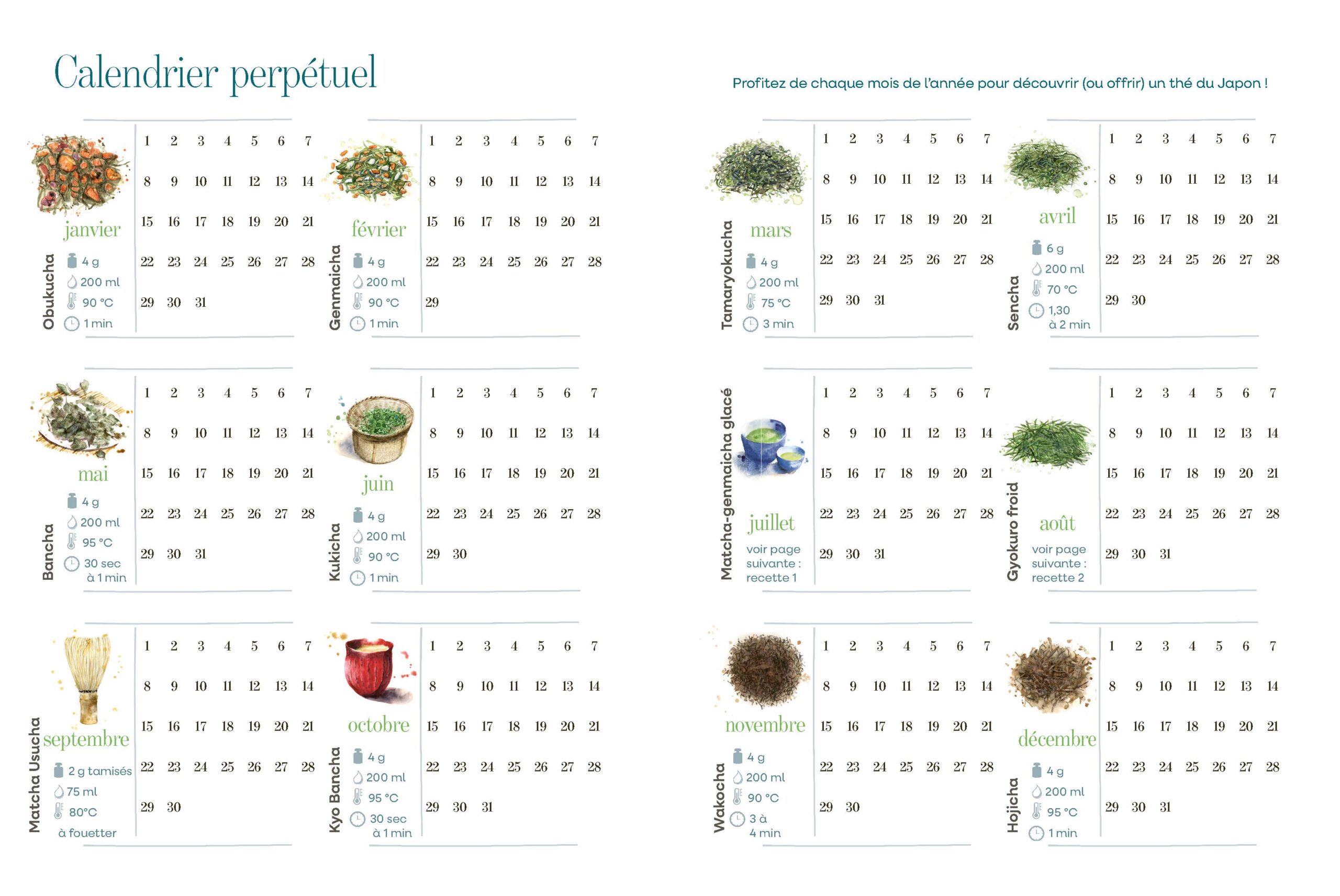 Calendrier perpétuel à imprimer